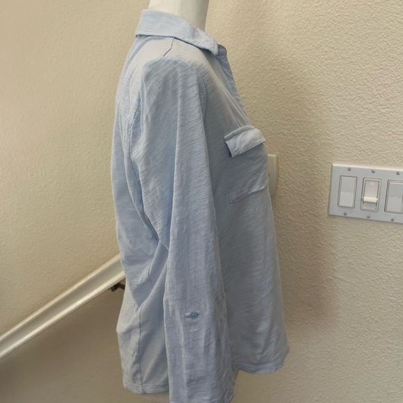 JONES NEW YORK Women's Light Blue Pull Over Top Sz M 100% Cotton Rolled
Sleeve - Picture 4 of 11